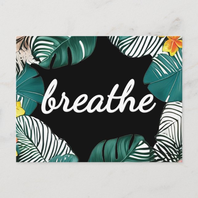 Jungle Leaves Serenity Prayer Breathe Postcard (Front)
