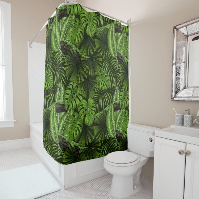 Jungle leaves shower curtain (In Situ)