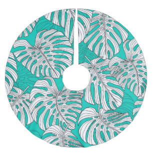 Jungle Leaves Tropical Floral Seamless Brushed Polyester Tree Skirt