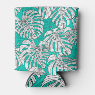Jungle Leaves Tropical Floral Seamless Can Cooler