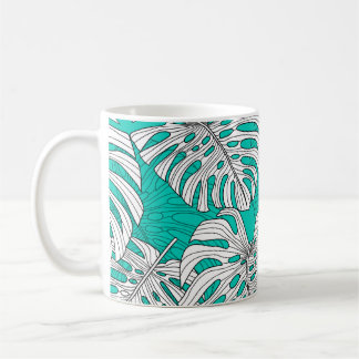 Jungle Leaves Tropical Floral Seamless Coffee Mug