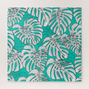 Jungle Leaves Tropical Floral Seamless Jigsaw Puzzle
