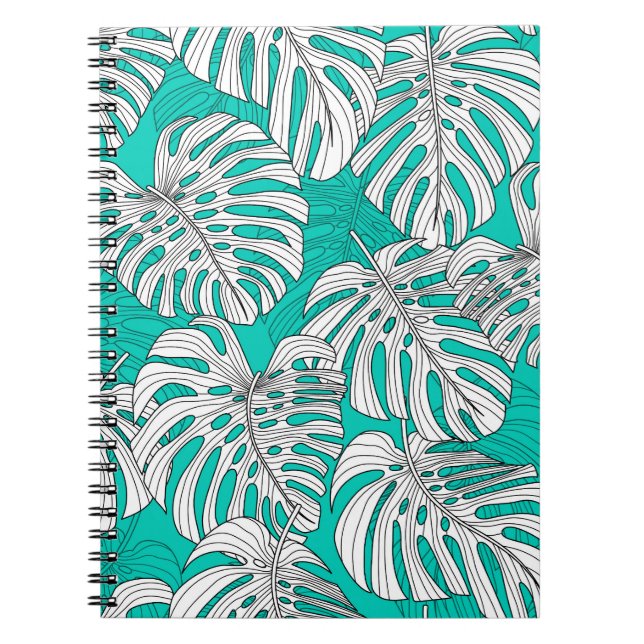 Jungle Leaves Tropical Floral Seamless Notebook (Front)