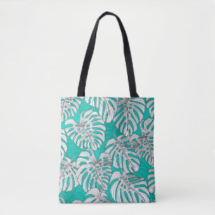 Jungle Leaves Tropical Floral Seamless Tote Bag