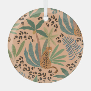 Jungle leopard print: animal seamless pattern. glass tree decoration