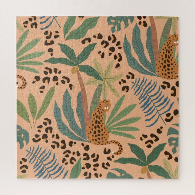 Jungle leopard print: animal seamless pattern. jigsaw puzzle (Vertical)