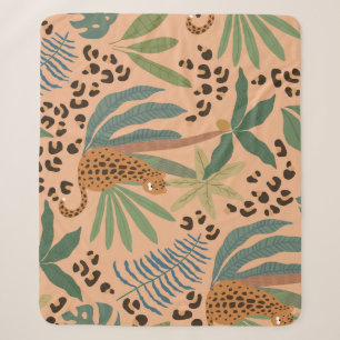 Jungle leopard print: animal seamless pattern. sherpa blanket