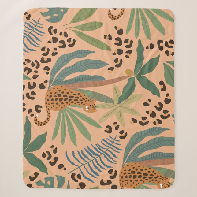 Jungle leopard print: animal seamless pattern. sherpa blanket (Front)