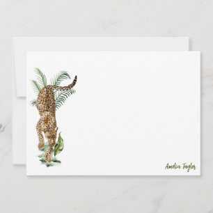 Jungle Leopard Watercolor Custom Birthday Party Thank You Card