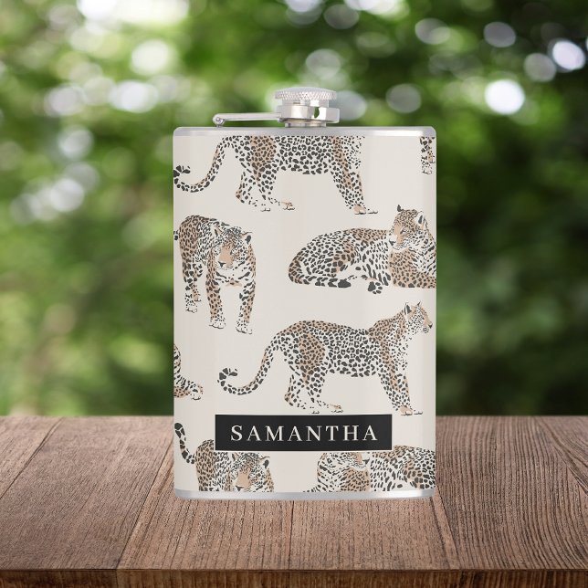 Jungle Leopard Wild Animal Pattern   Hip Flask (Creator Uploaded)