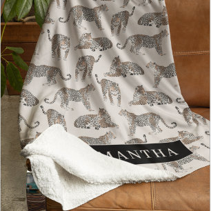 Jungle Leopard Wild Animal Pattern   Sherpa Blanket