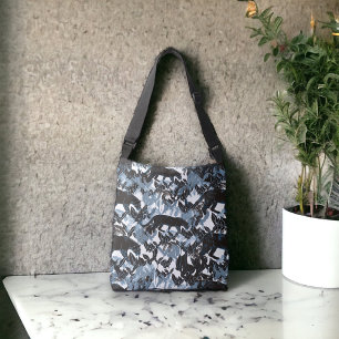 Jungle Leopards In Black with Blue Grey Crossbody Bag