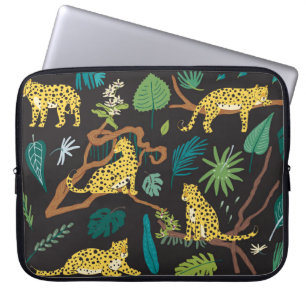 Jungle Leopards: Vintage Wildlife Illustrations Laptop Sleeve