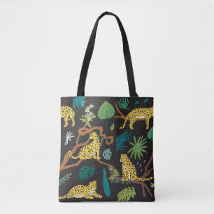 Jungle Leopards: Vintage Wildlife Illustrations Tote Bag