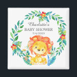 Jungle Lion Baby Shower Favour  Magnet<br><div class="desc">Cute jungle lion magnet for a Neutral,  girl or boy baby shower. Change the background by clicking on customise & use our colour picker!. Matching items available in our shop.</div>