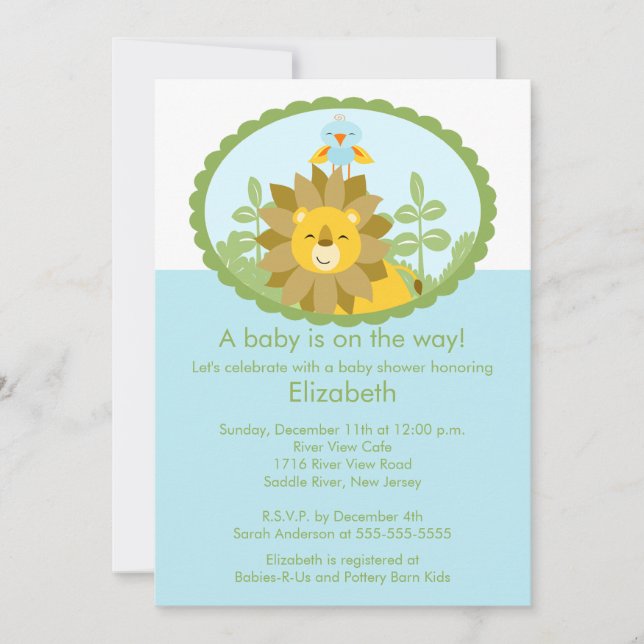 Jungle Lion Baby Shower Invitation (Front)