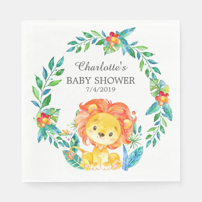 Jungle Lion Baby Shower  Paper Napkins (Front)