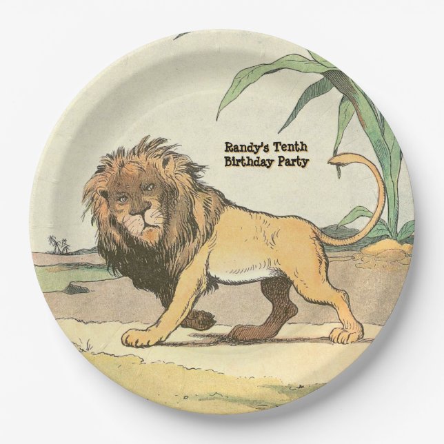 Jungle Lion Birthday Party Paper Plate (Front)