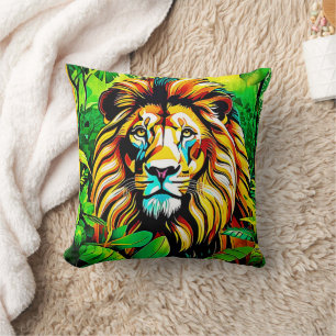 Jungle Lion Pop Art Design Cushion