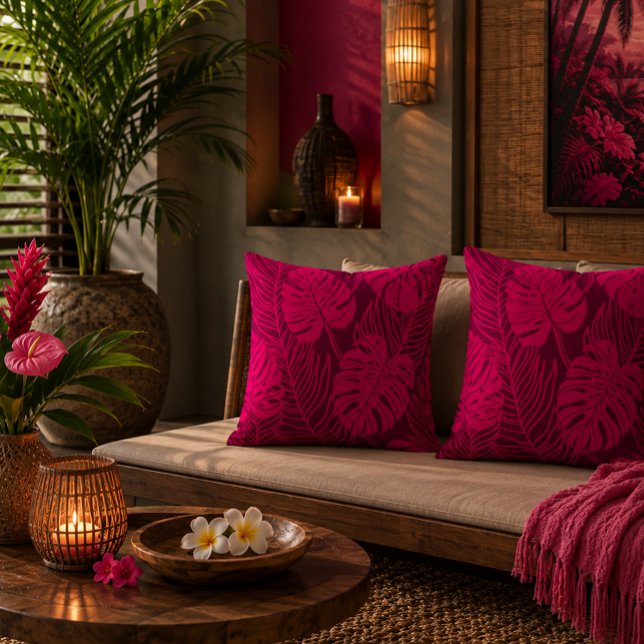 Jungle luxe - monstera and palm cushion (Creator Uploaded)