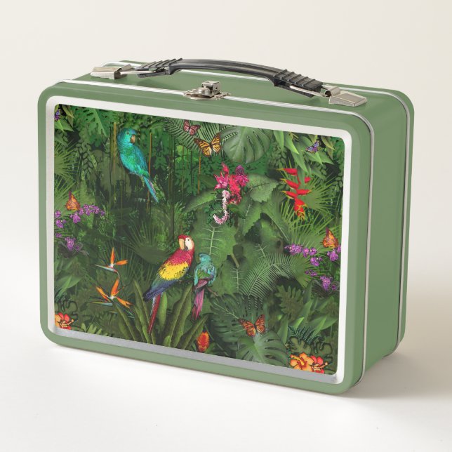 Jungle 🌺🌴🦜 metal lunch box (Front)