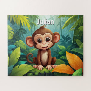 Jungle Monkey Adventure Personalized Jigsaw Puzzle