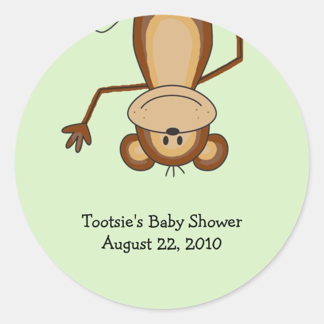 Jungle Monkey Baby Shower / Birthday Classic Round Sticker (Front)