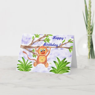 Jungle monkey kid birthday card