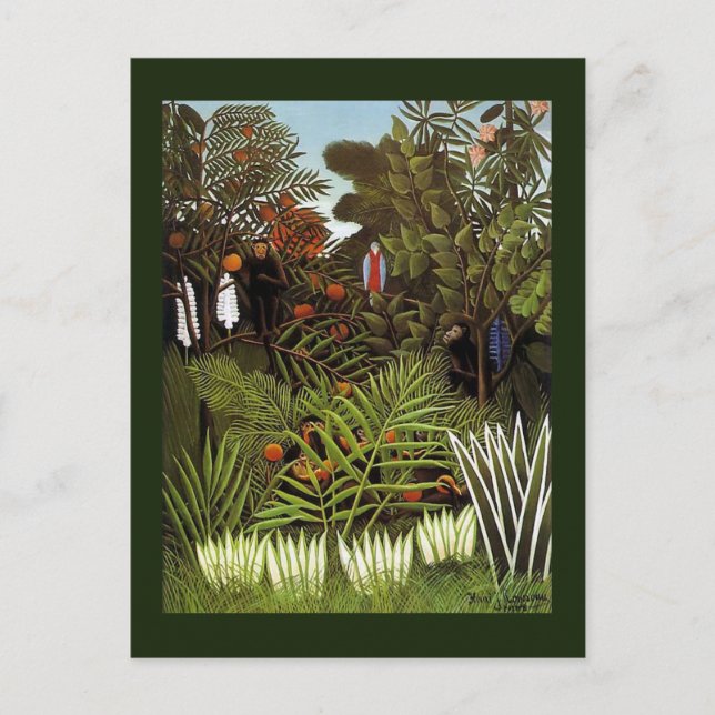 Jungle Monkeys Folk Art by Rousseau Postcard (Front)