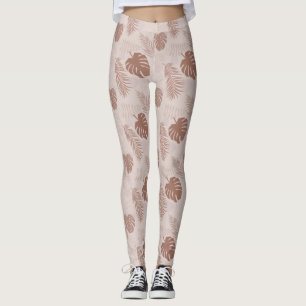 Jungle Monstera Mocha Mousse Beige Leggings