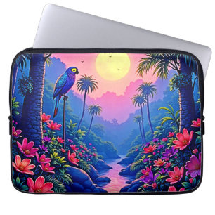 Jungle Moon Blue Parrot Paradise Laptop Sleeve