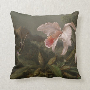 Jungle Orchids and Hummingbirds Cushion