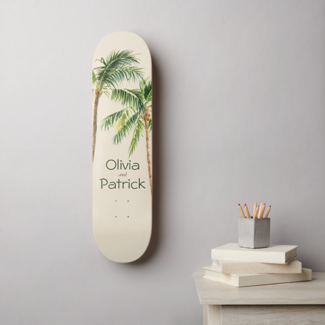 Jungle palm watercolor tropical  skateboard (Wall Art)