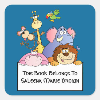 Jungle Pals Bookplate Square Sticker