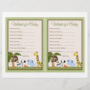 Jungle Pals/Safari "Wishes for Baby" sheet