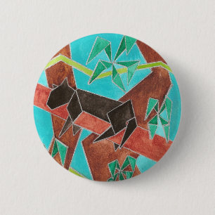 Jungle Panther Original Abstract Art 6 Cm Round Badge