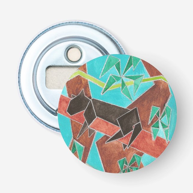 Jungle Panther Original Abstract Art Bottle Opener (Front)