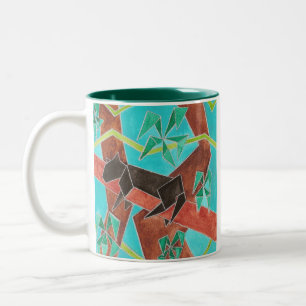 Jungle Panther Original Abstract Art Two-Tone Coffee Mug