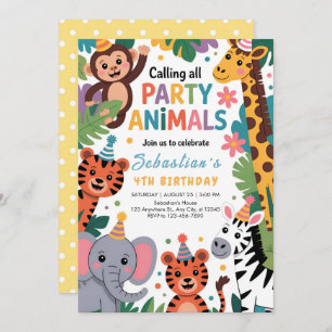 Jungle Party Animals Birthday Invitation