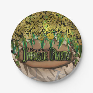 JUNGLE PARTY Gold Glam Animal Print Birthday Paper Plate