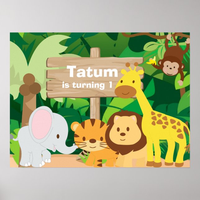 Jungle Party personalised backdrop poster (Front)