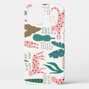 Jungle pattern, leopard print, vintage. iPhone 12 case