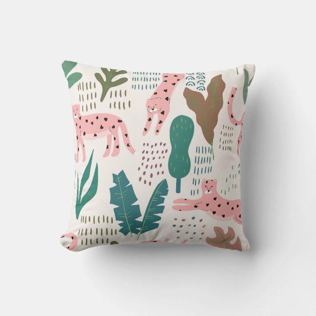 Jungle pattern, leopard print, vintage. cushion (Front)