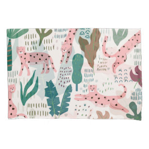 Jungle pattern, leopard print, vintage. pillowcase