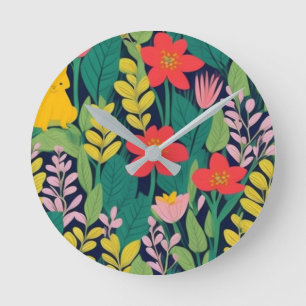 Jungle pattern round clock