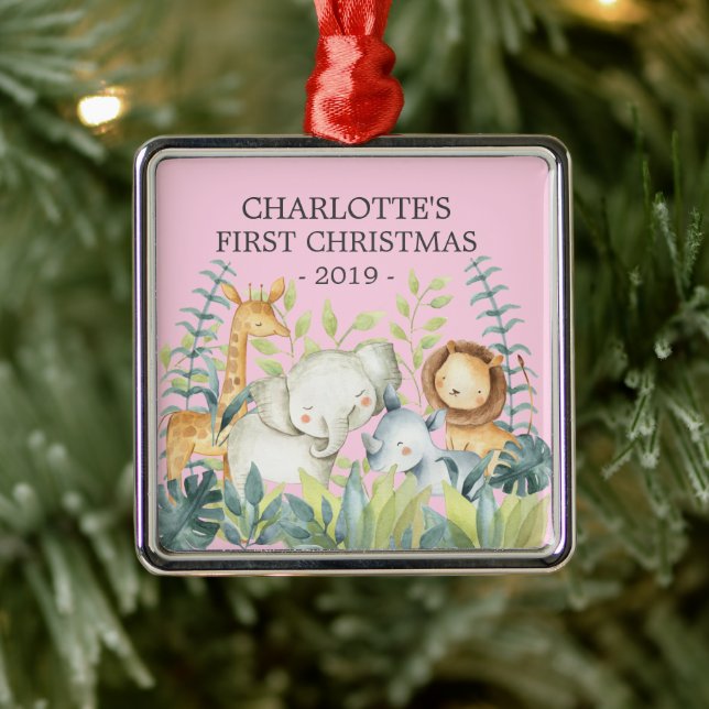 Jungle Photo Girls Baby's First Christmas Ornament (Tree)