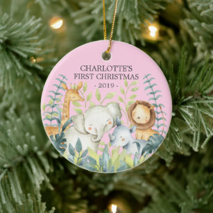 Jungle Photo Girls Baby's First Christmas Ornament