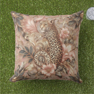 Jungle Pink and Brown Leopard  Cushion