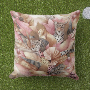 Jungle Pink and Brown Leopard  Cushion