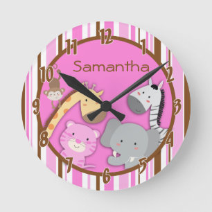 Jungle Play Safari Zoo Animal Personalised Clock